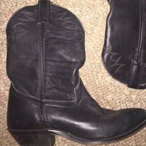 Laredo Black Leather Western Heeled Boots